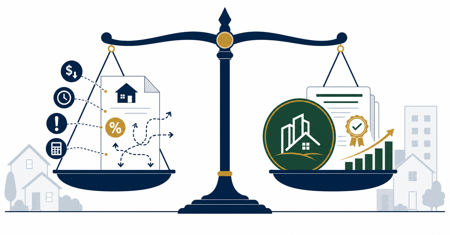 Scales that symbolize the difference in Note Rate and Total Return