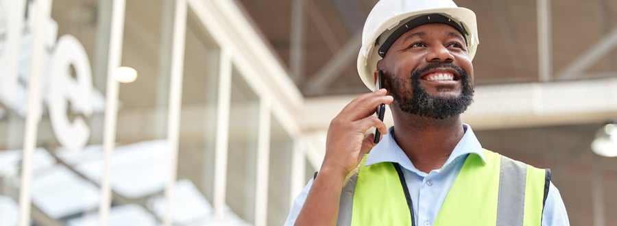 Contractor on the phone