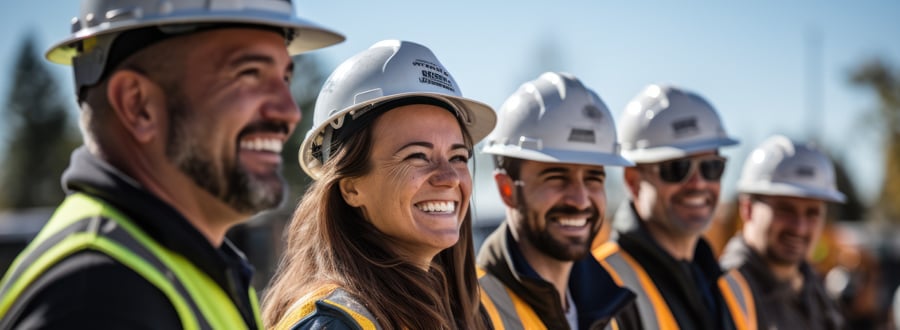 Team of contractors smiling together