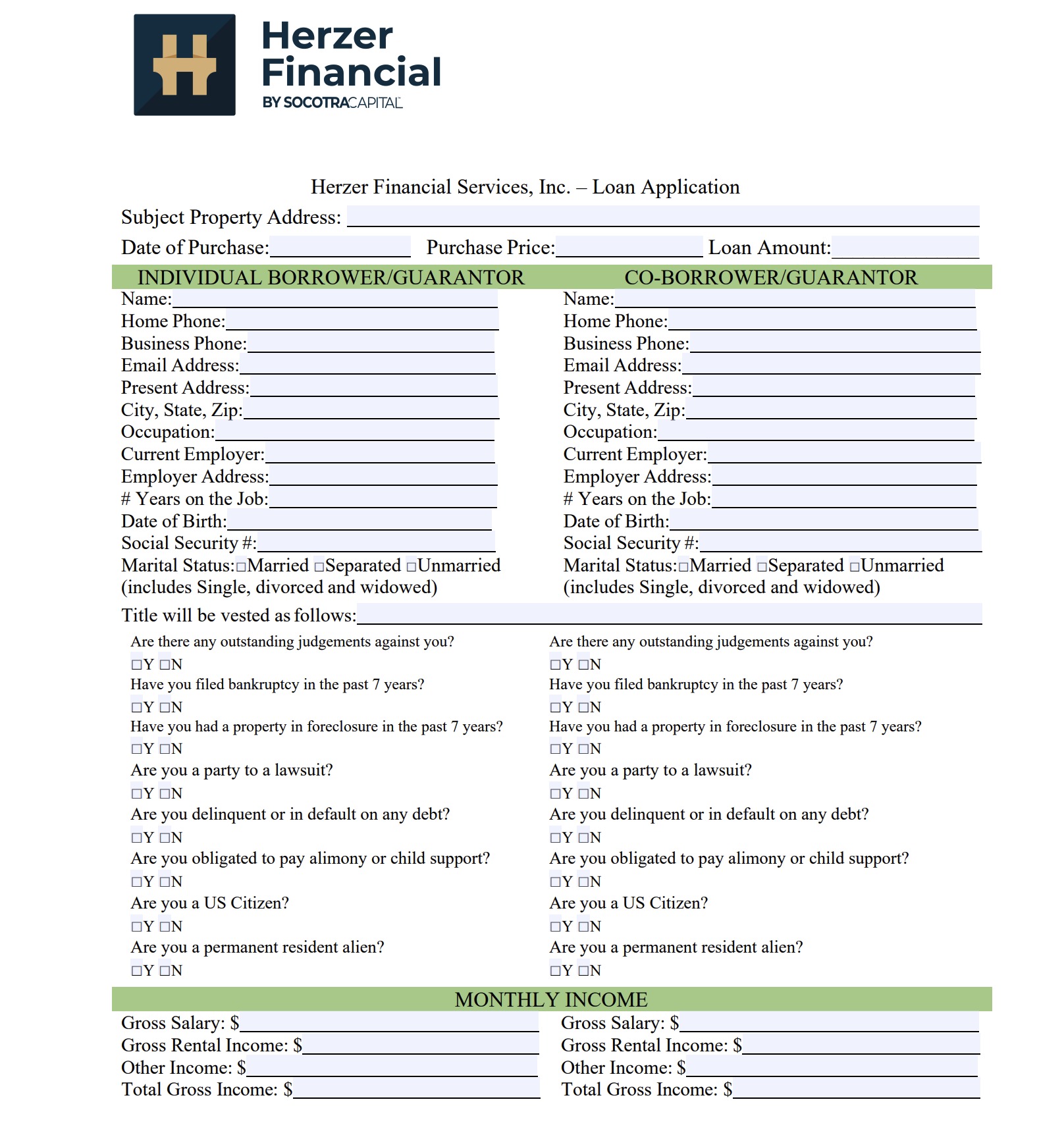 Herzer Loan Application