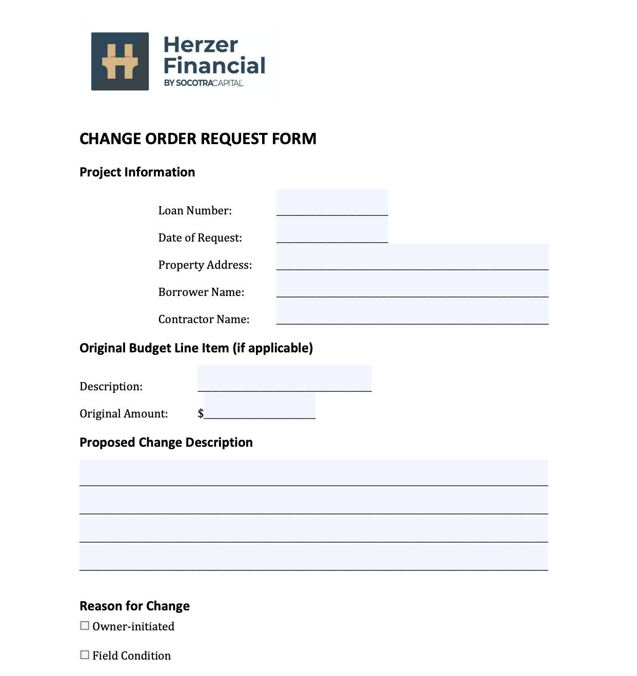 Construction Change Order Request