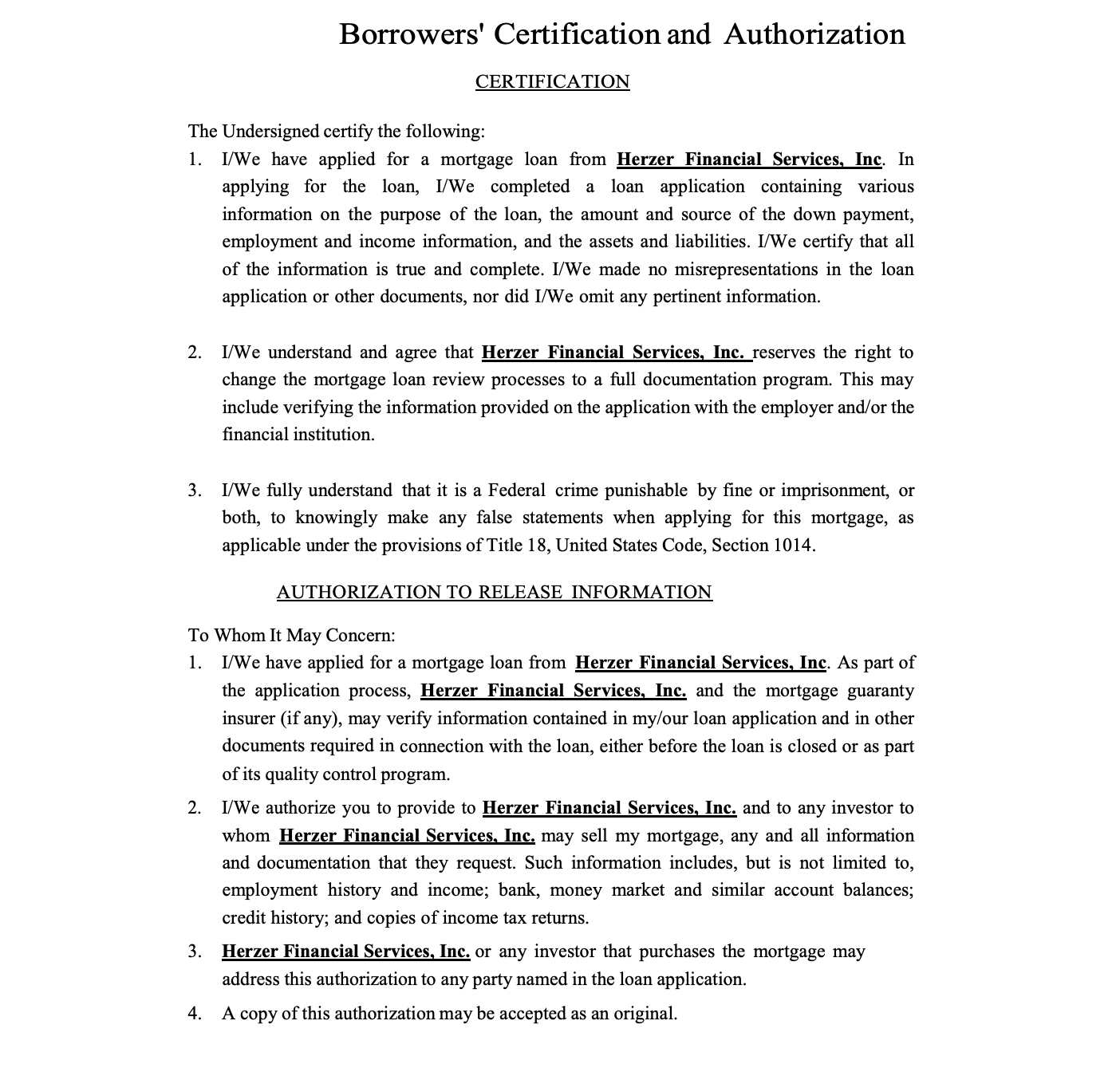 Credit Authorization